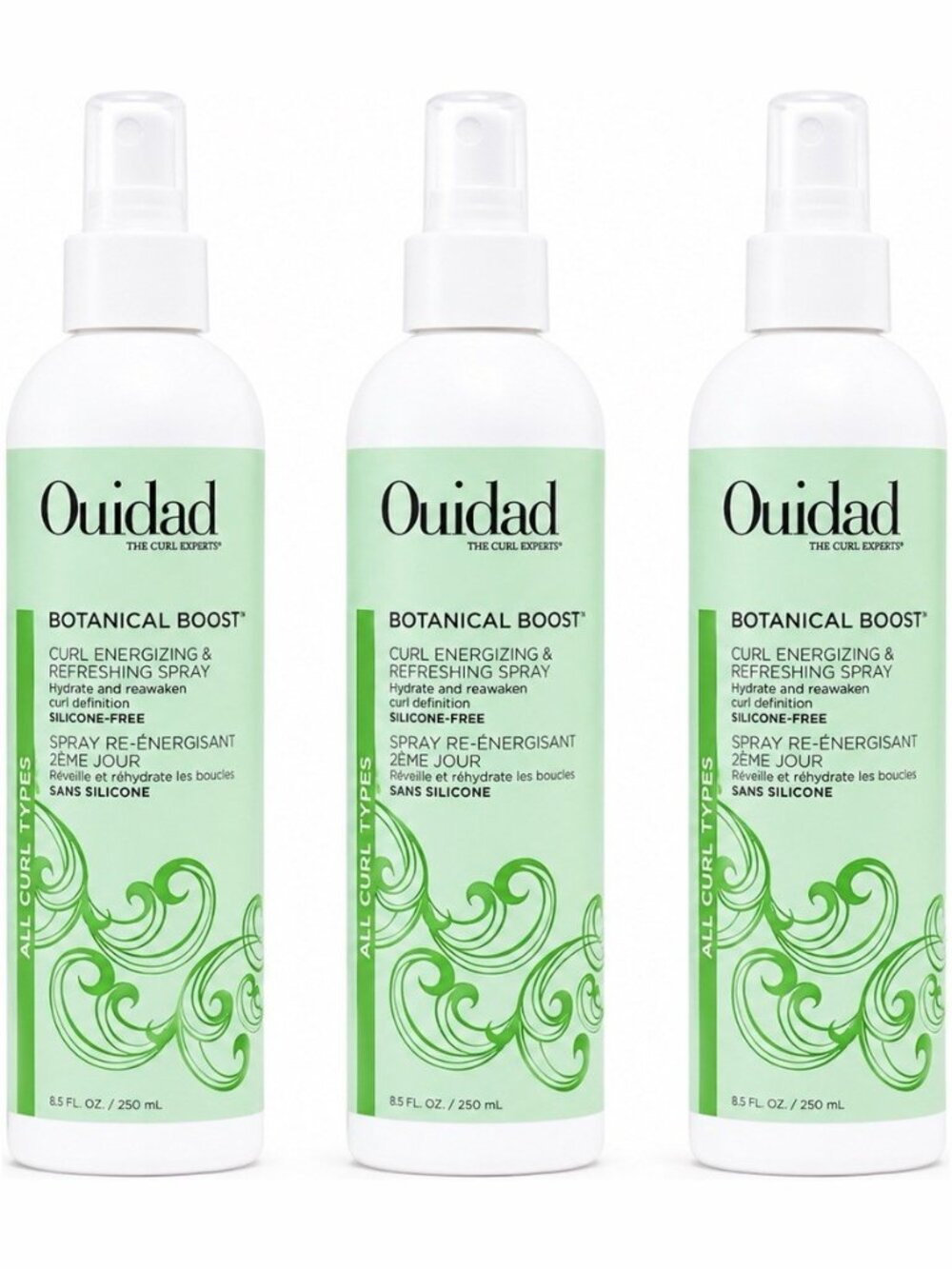 3x Ouidad Botanical Boost Curl Energizing Refreshing Spray 8.5 fl oz